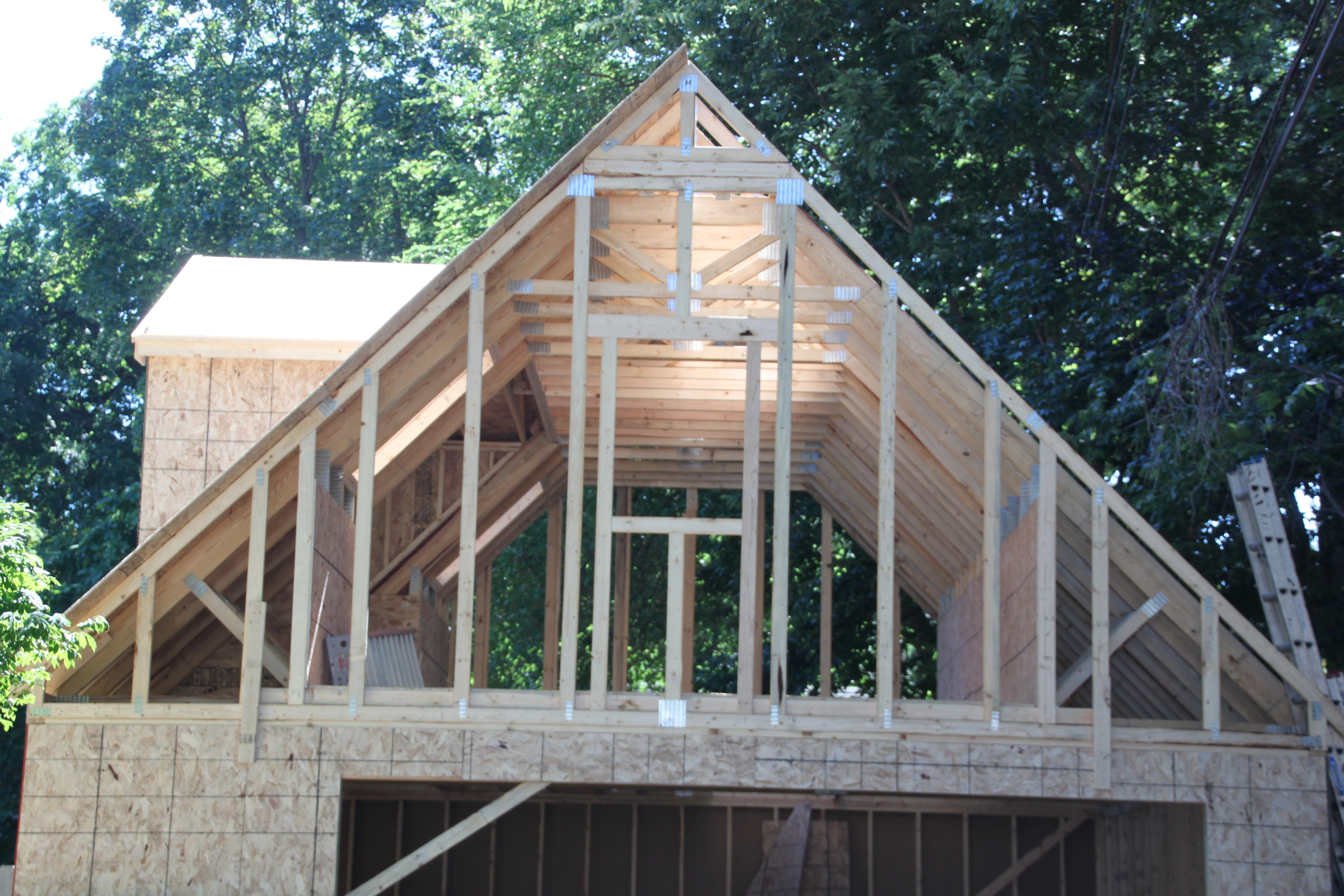 2 Car 2 Story Garage Using Attic Trusses and Dormer