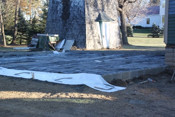 Custom garage slab winter protection cement blankets