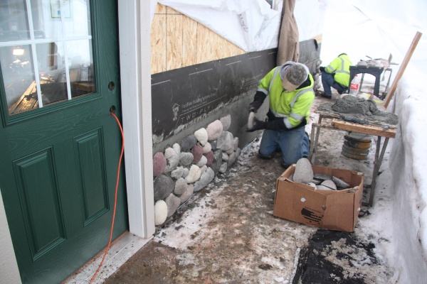 Custom garage field stone