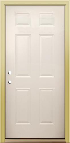 36" Raised Panel Steel or Fiberglass, Insulated, Double Bore Right In-Swing