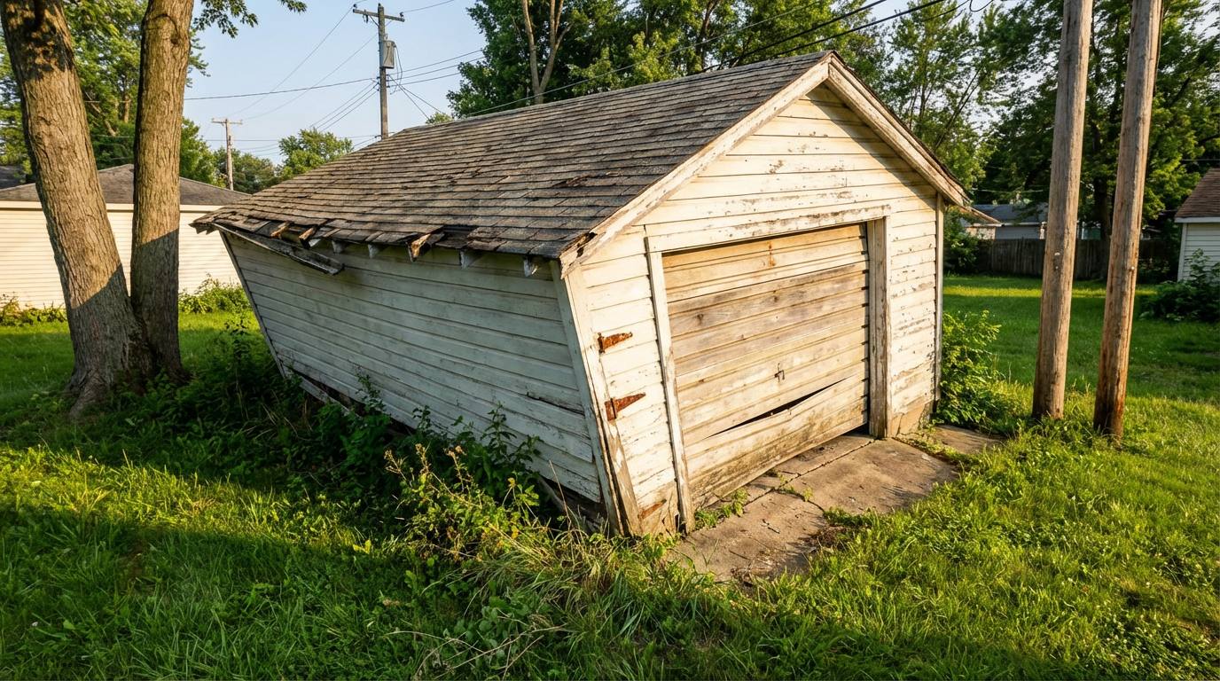 Leaning Garage That Needs To Be Fixed