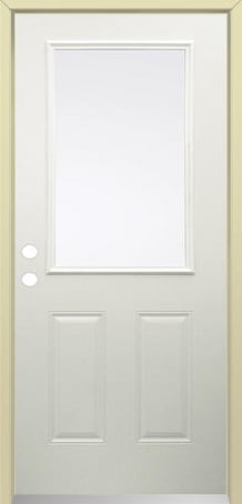 36" Raised Panel Steel or Fiberglass, Insulated, Double Bore Right In-Swing 1/2 Glass No-Grid