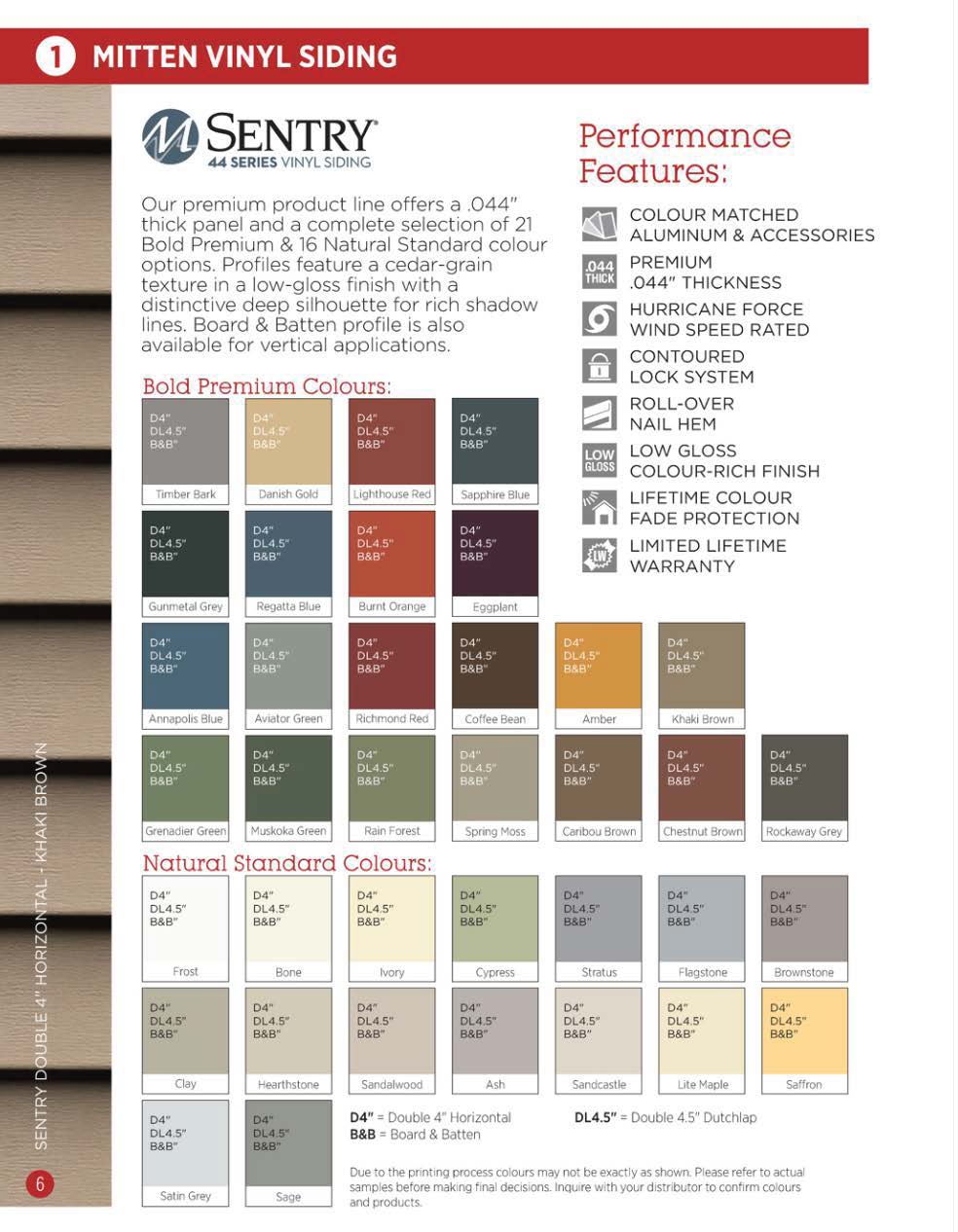 Mitten Siding Color Chart