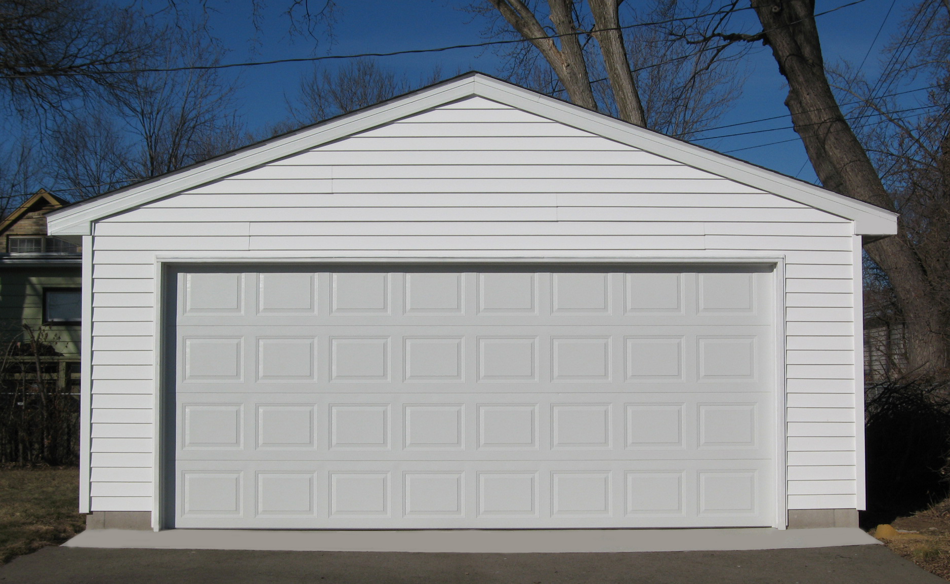 Standard two-car detached garage built in St Louis Park, MN