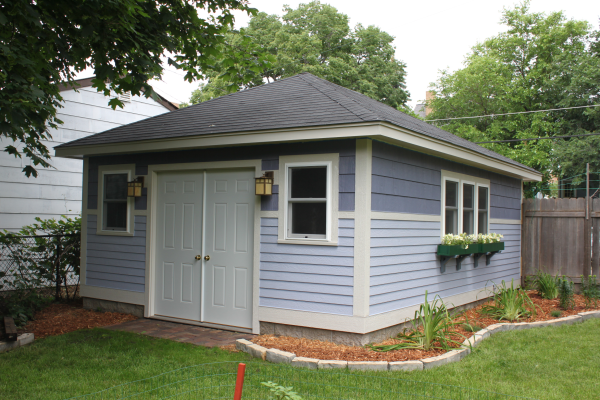 Cottage-style single-car detached garage built in St Paul, MN